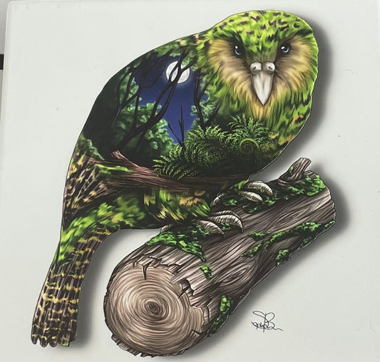 Square Kakapo - Ceramic Wall Art