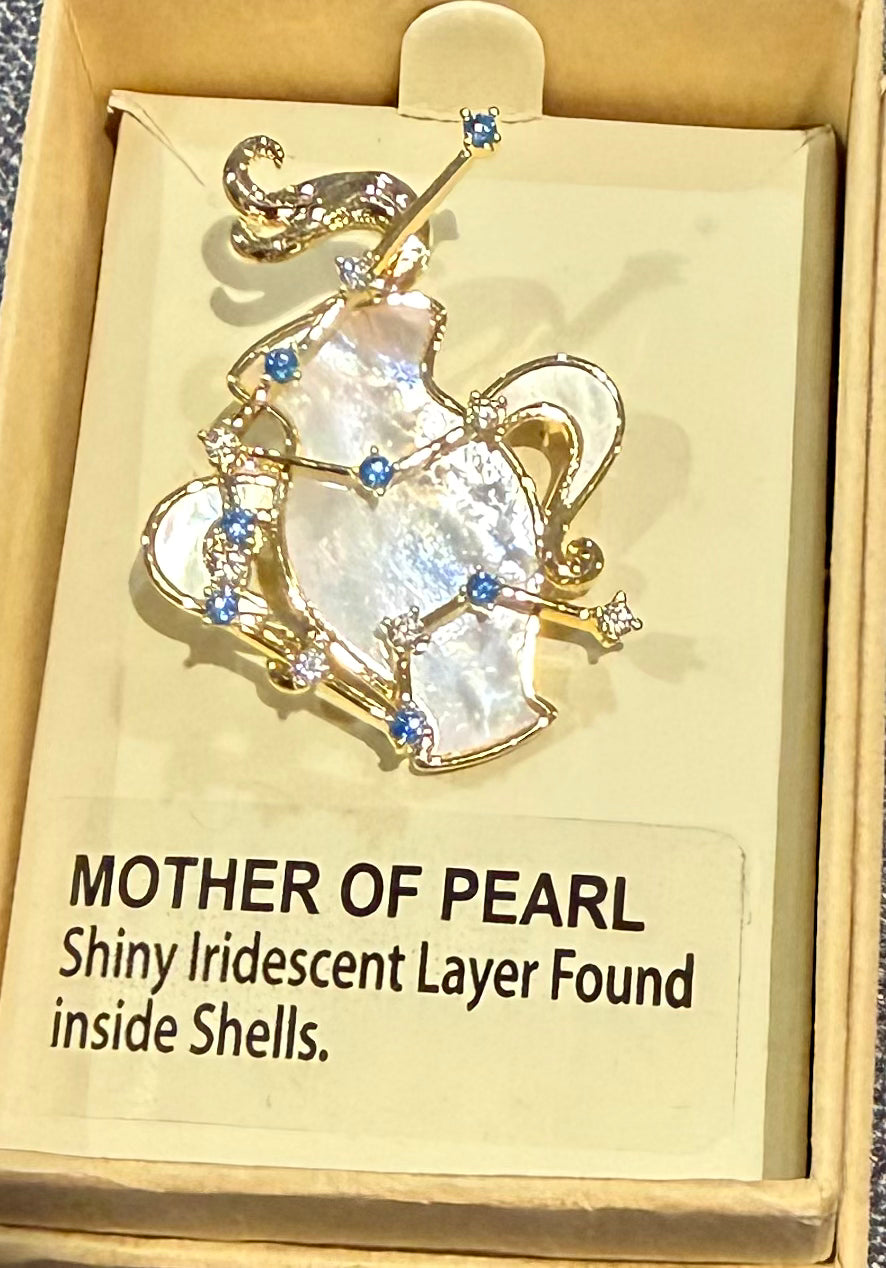 Mother of Pearl Brooch Aquarius