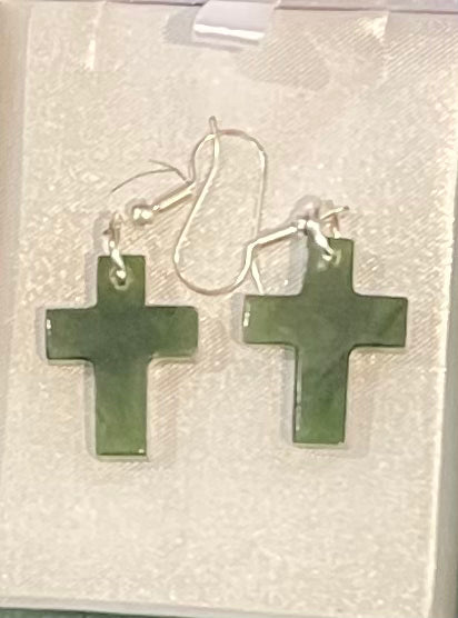 Cross Greenstone Earrings