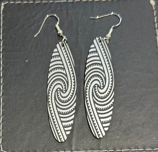 Acrylic Silver Kapa Rua Earrings