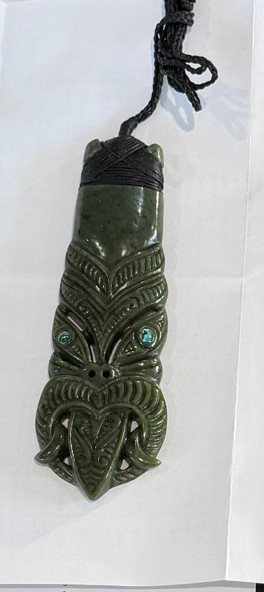 Greenstone Tiki Face Toki Necklace