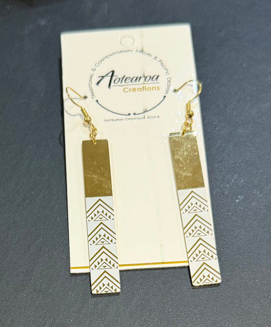 Stainless Steel Gold and White Earrings