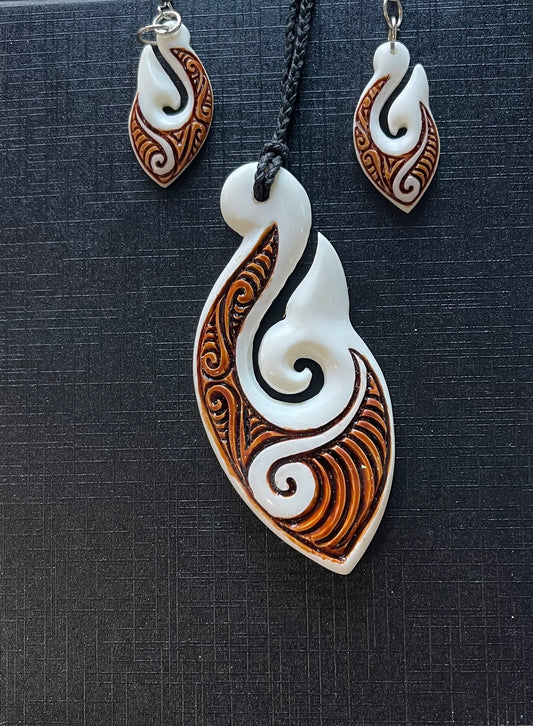 Hei Matua Necklace - Bone Necklace - Bone Earrings