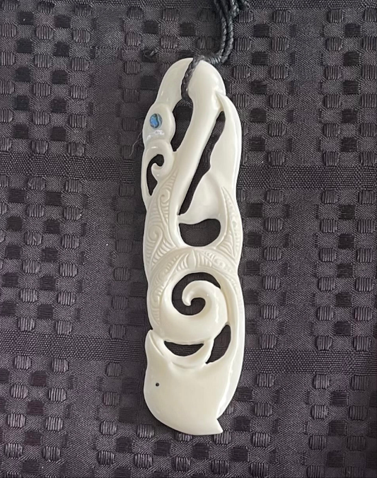 Manaia Dolphin Pendant - Bone Carving