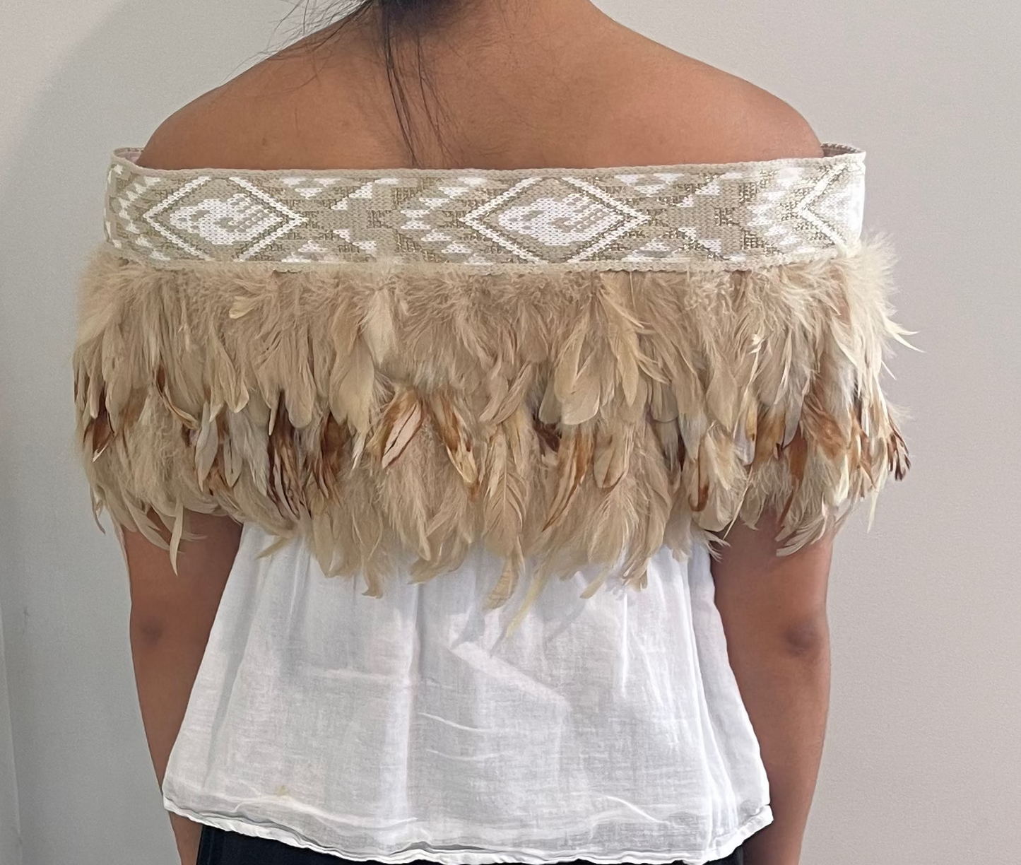Beige Tan- Feathered Maori Cape