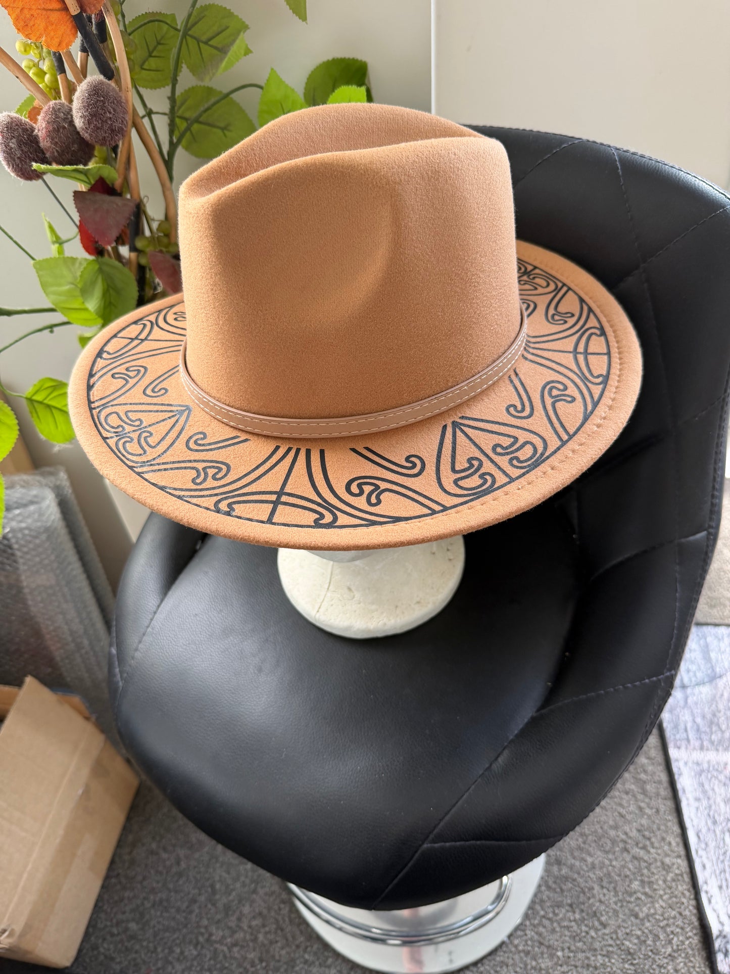 Belts for Potae - 57cm tan Fedora Felt Hat - Ready to Decorate Your Own Design