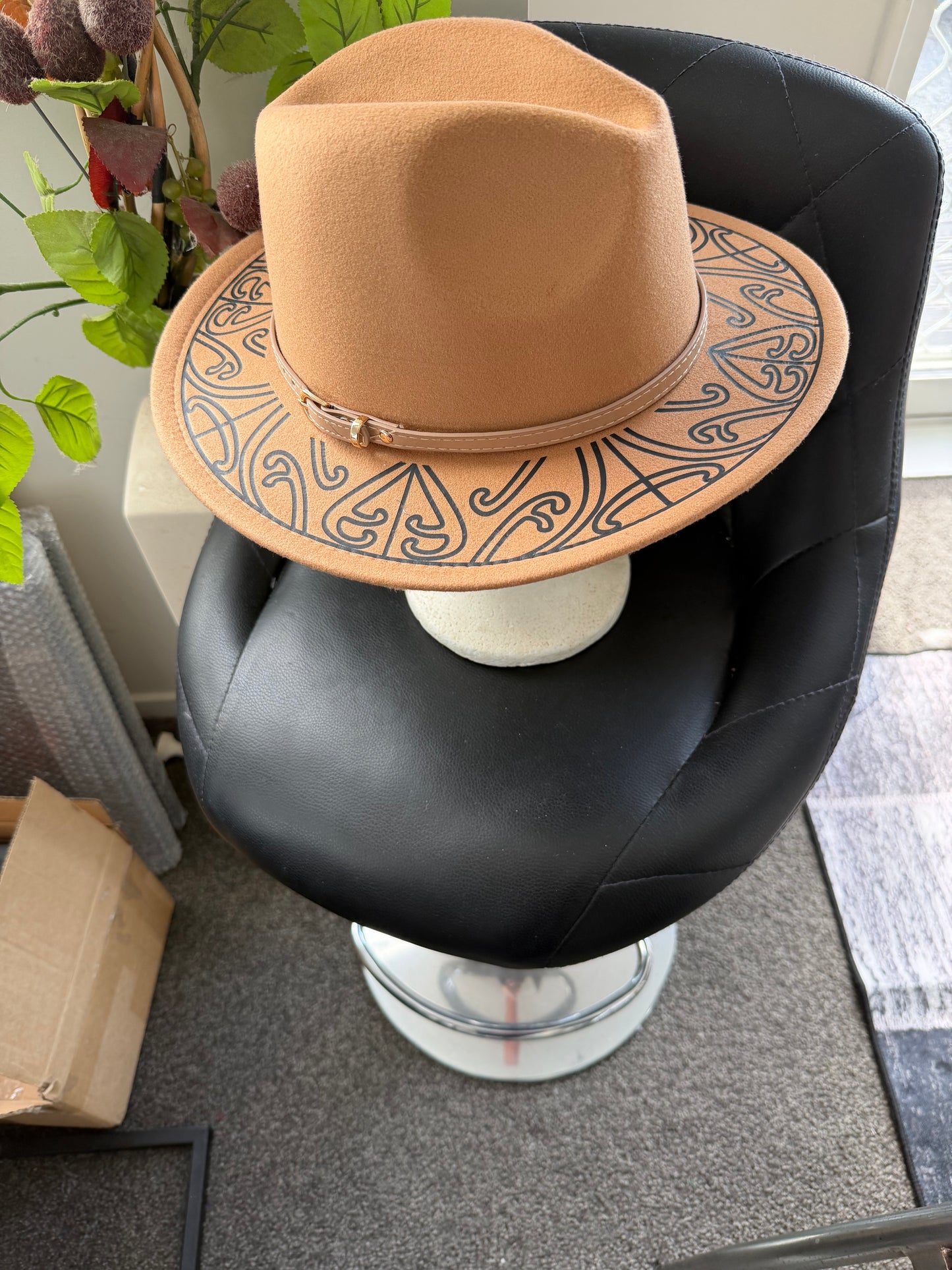 Belts for Potae - 57cm tan Fedora Felt Hat - Ready to Decorate Your Own Design