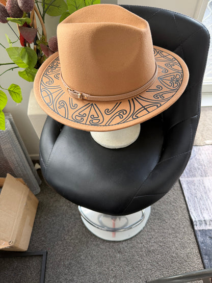 Belts for Potae - 57cm tan Fedora Felt Hat - Ready to Decorate Your Own Design