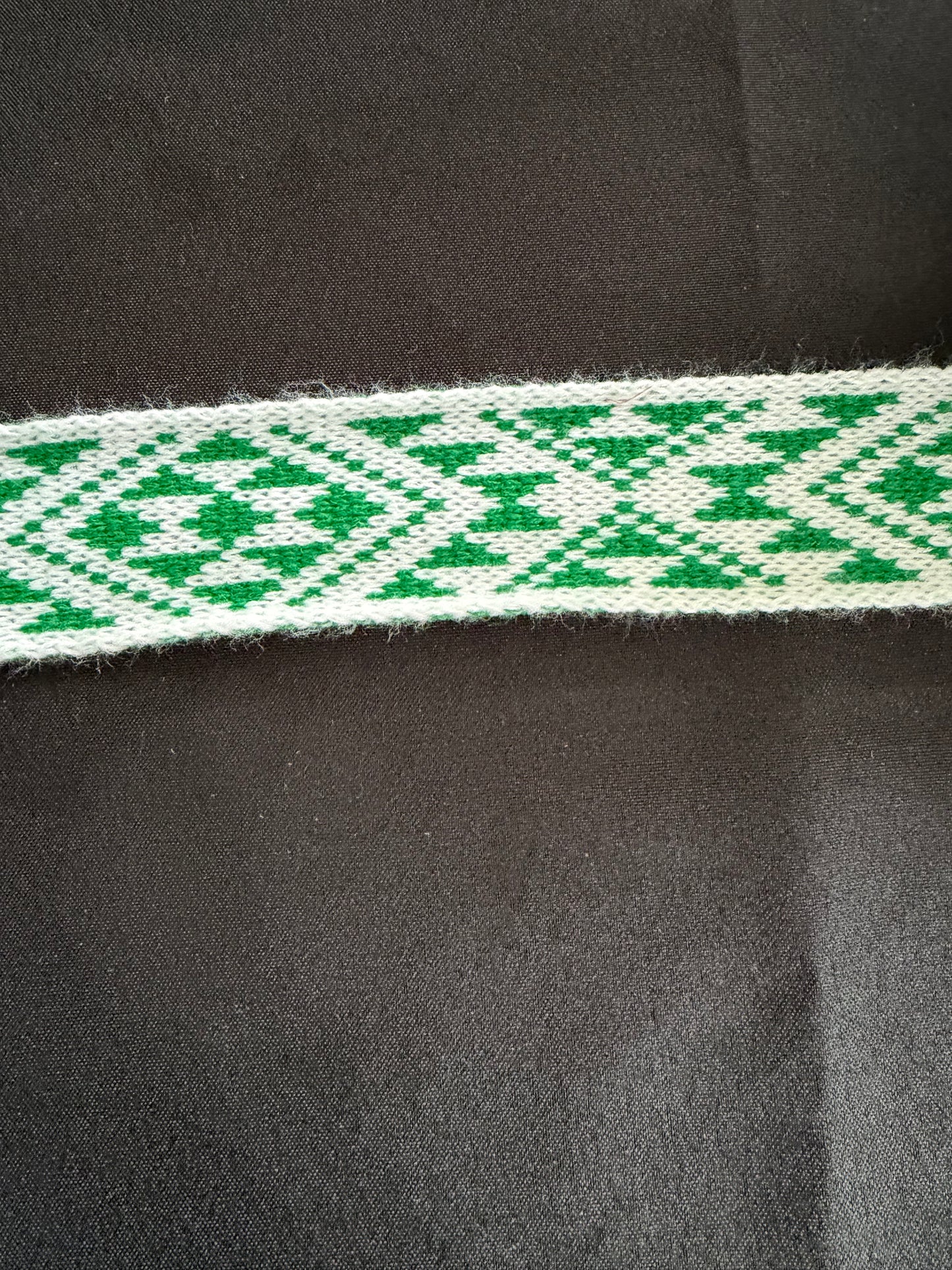 White and emerald green Pātiki - Taniko Band 2 in