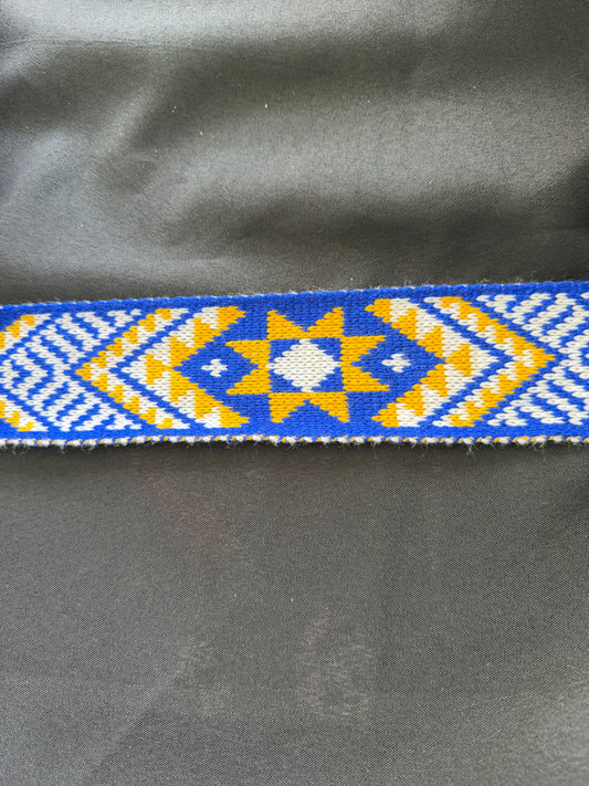 Gold royal blue White Matariki - Taniko Band 2.5inch
