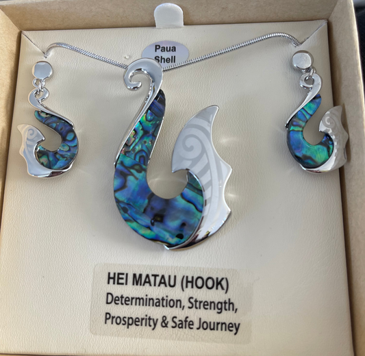 Paua Hook Necklace and Earrings