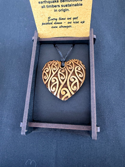 Heartwood Heart Pendant - Wood Necklace
