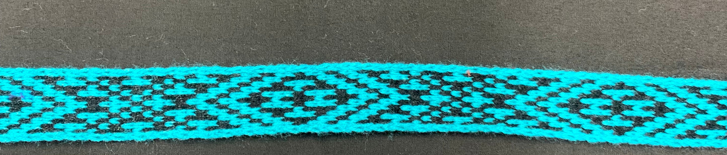 1inch Turquoise and Black Taniko Band