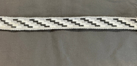 1inch Grey Black and White Poutama - Taniko Band