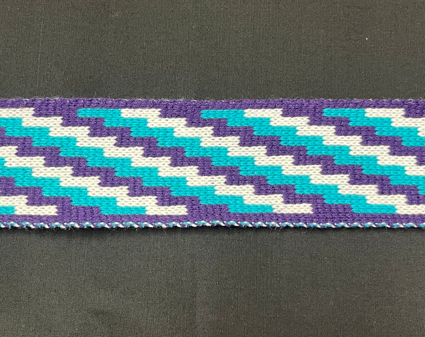 Purple & Turquoise Poutama - Taniko Band 2.5inch