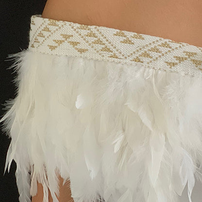 White - Wedding Feathered Maori Cape