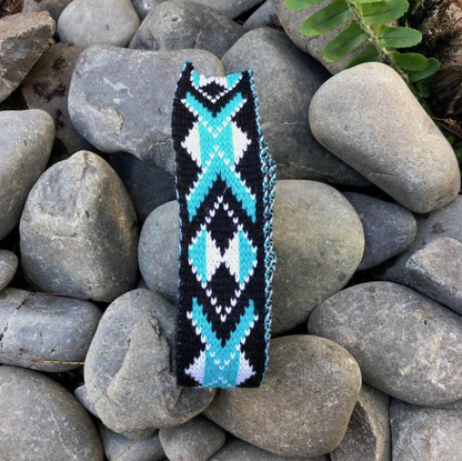 Turquoise Pātiki - Taniko Band 2inch