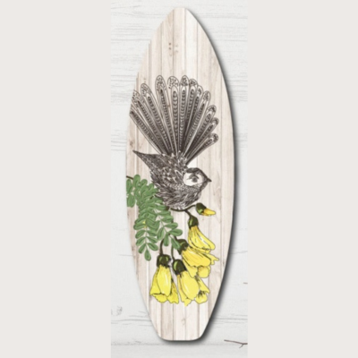 Fantail Ply Surfboard Art - Kiwiana Wall Art