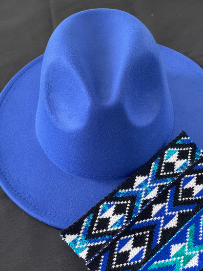 Potae - Royal Blue Fedora Hat and Band