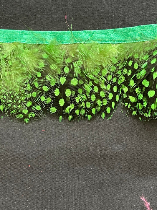 Grass Green Spotted Guinea Fowl Feathers