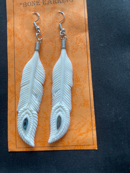 Bone Feather Earrings