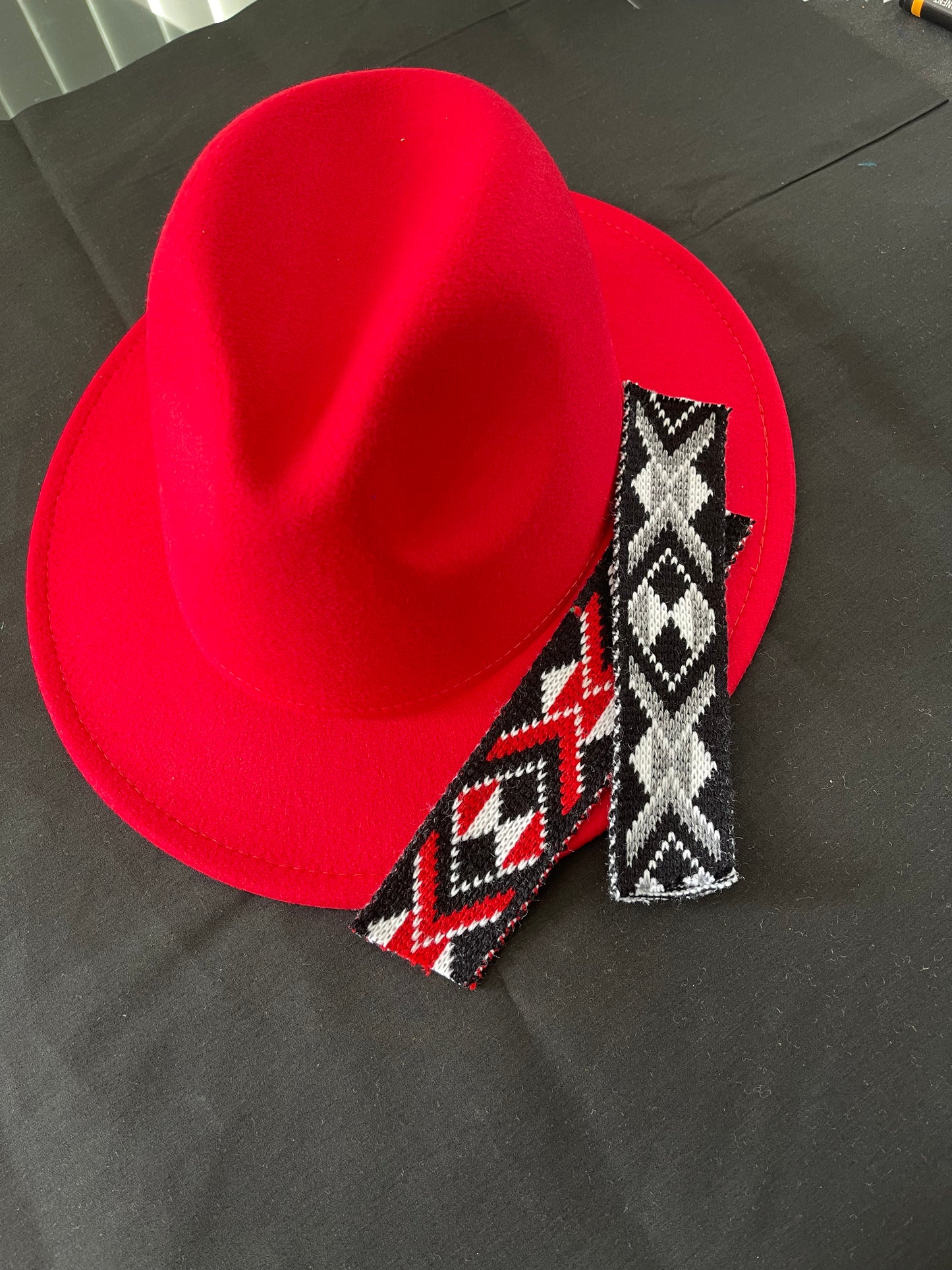 Potae - Red Fedora Hat and Band