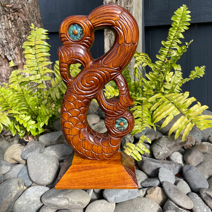 Carved Manaia On Base - Wood Carving