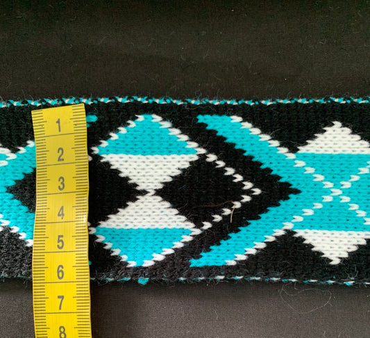 Turquoise Black and White - 2.5 inch Taniko Band