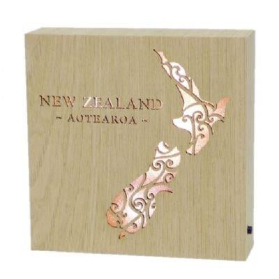 NZ Aotearoa Map Wooden LED Light