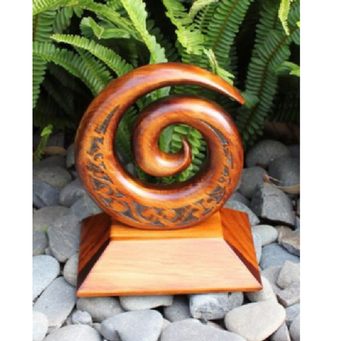 This represents the fern frond as it opens bringing new life and purity to the world. 