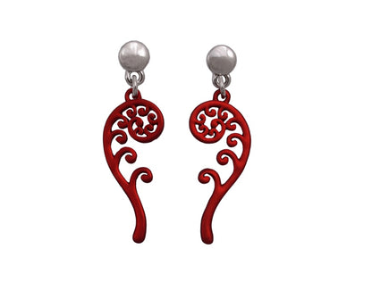 Red Pikorua Twist Earrings
