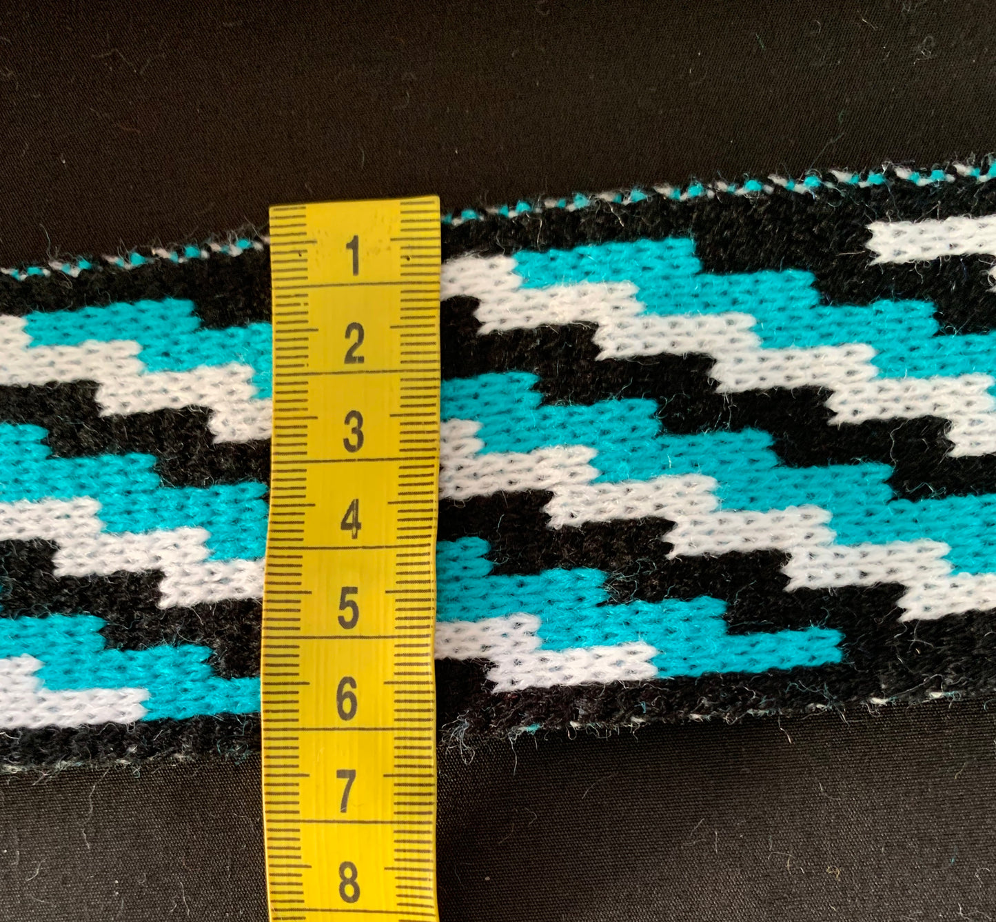 Turquoise Black and White Poutama - 2.5 inch Band