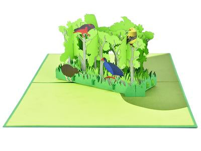 New Zealand Forest with Native Birds 3D - Pop Up Cards