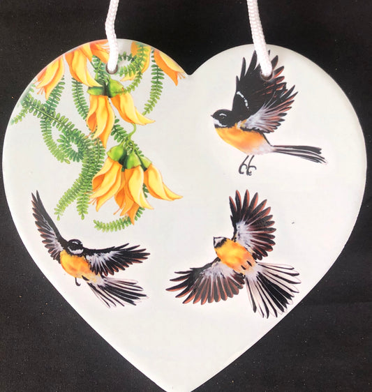 Fantail in Flight Heart