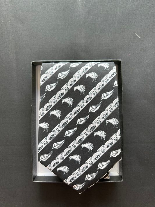Men's Tie - Silver Fern Maori Design
