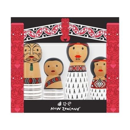 Wooden Whanau Maori Peg Dolls - Maori Toys - Wooden Peg Dolls - Wooden Peg People - Maori Toys