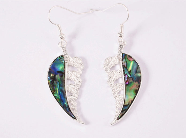 Silver Paua Fern Earrings