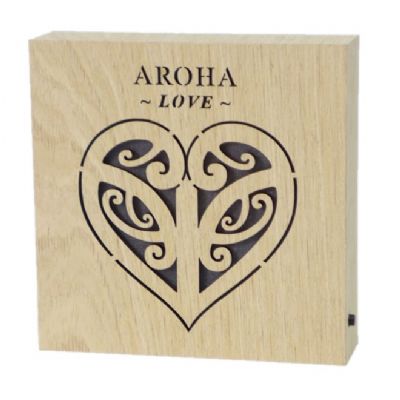 Aroha Love Wooden LED Light - LED Art