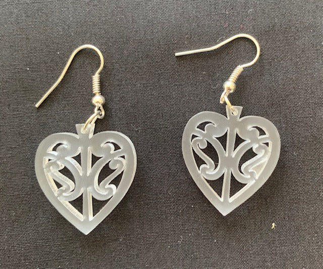 Kowhaiwhai Heart Engraved Earrings