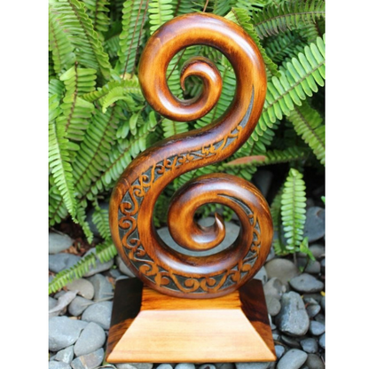 This represents the fern frond as it opens bringing new life and purity to the world. It also represents peace, tranquility and spirituality along with a strong sense of re growth or new beginnings.
