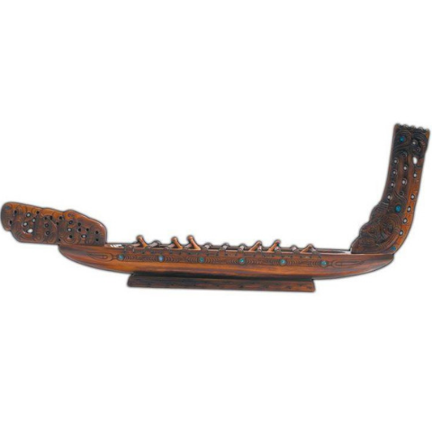 This Waka Taua is very large. War canoes (waka taua) were the largest and most prestigious of Maori canoes. 