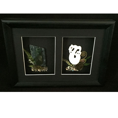 Pounamu & Bone Manaia Framed