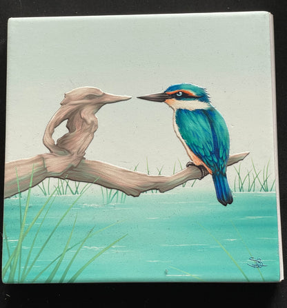 Square Kingfisher - Ceramic Wall Art