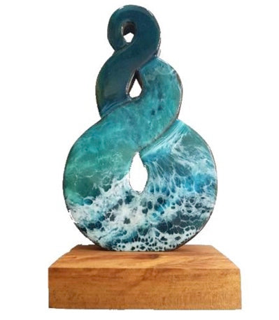 NZ rimu twist on base with green resin - NZ Made Twist with Resin - Trophy NZ - Trophy