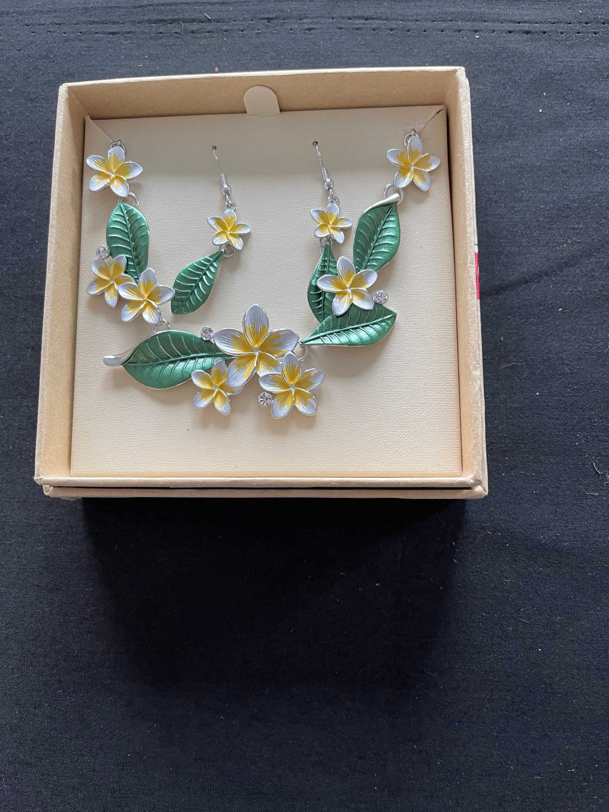 Yellow Frangipani Necklace and Earrings