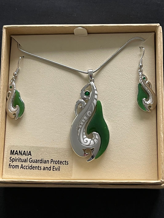 Jade Manaia Necklace and Earrings