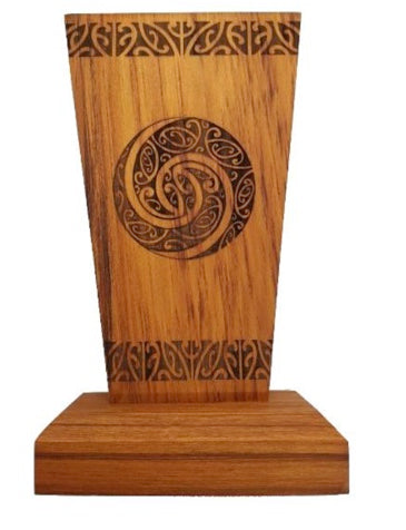 The NZ Rimu koru Trophy is crafted from the finest NZ rimu wood - Wooden Rimu Koru Trophy - Trophy NZ - Wood Carving Online